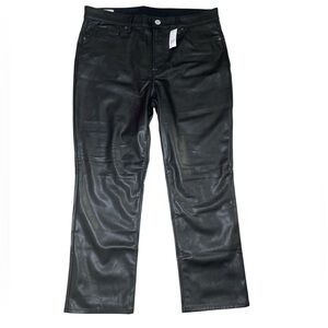 GAP Black High Rise Vegan Leather Vintage Slim Pants sz 16 Short